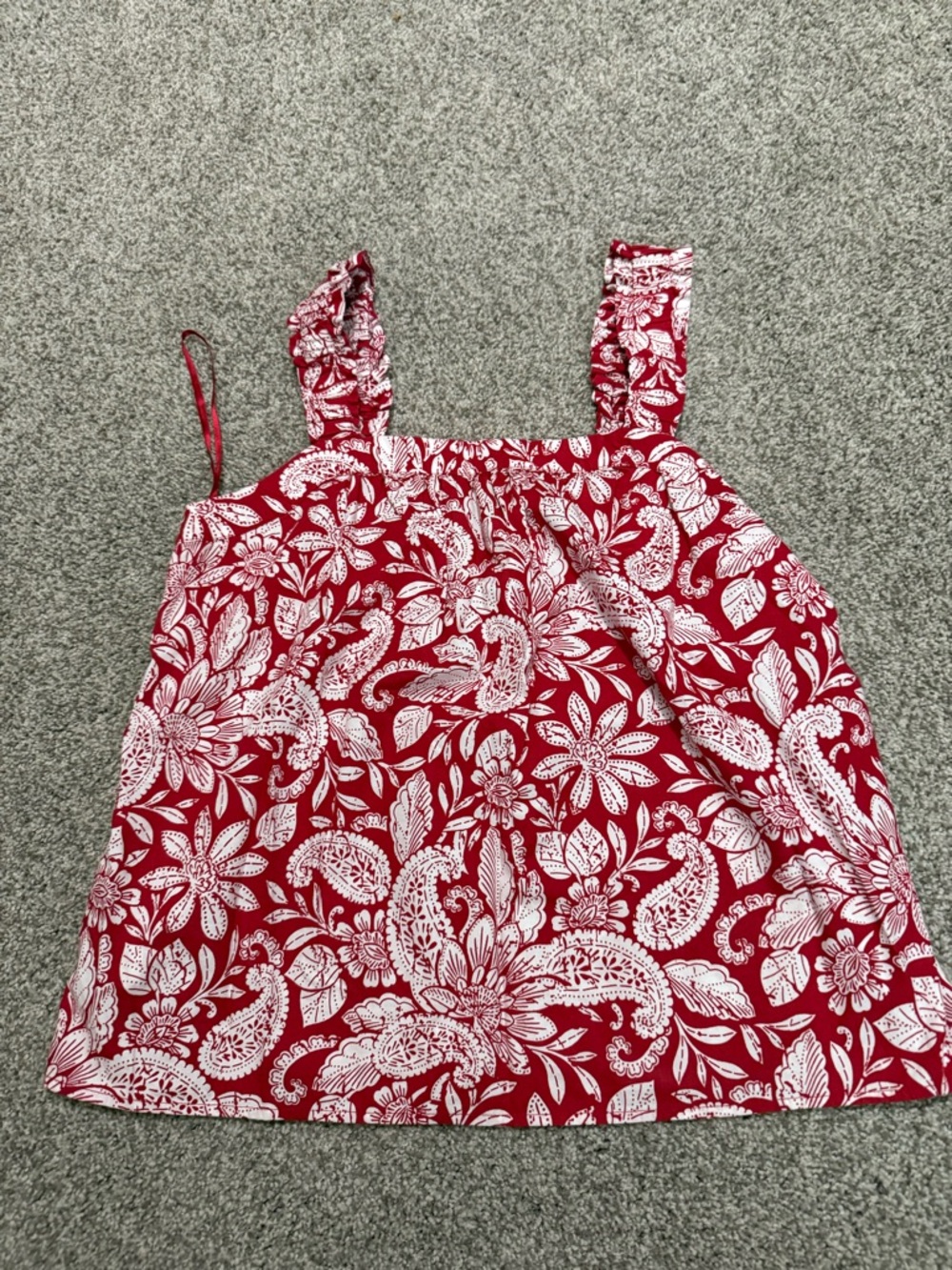 LOFT Red and White Floral Sleeveless Top